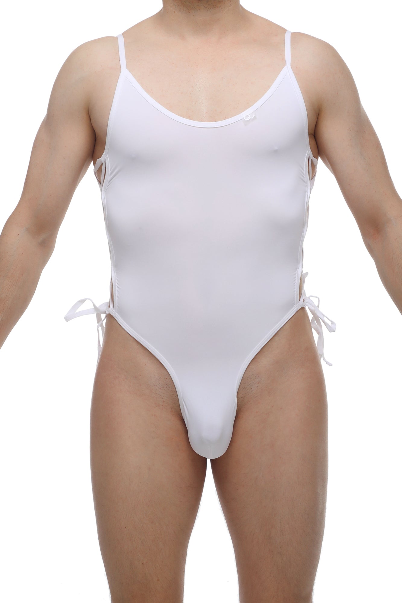 Bodystring Lacets Blanc - PetitQ Underwear - Lingerie masculine sexy et sous-vêtements pour homme originaux