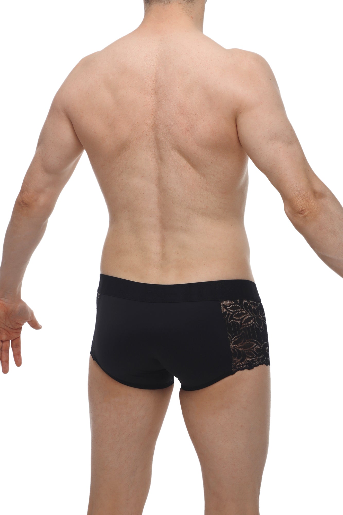 Lace boxer shorts with nylon pouch